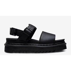 Dr. Martens Voss Black Leather Platform Sandals Women’s 7 EU 38 Adjustable Buckl